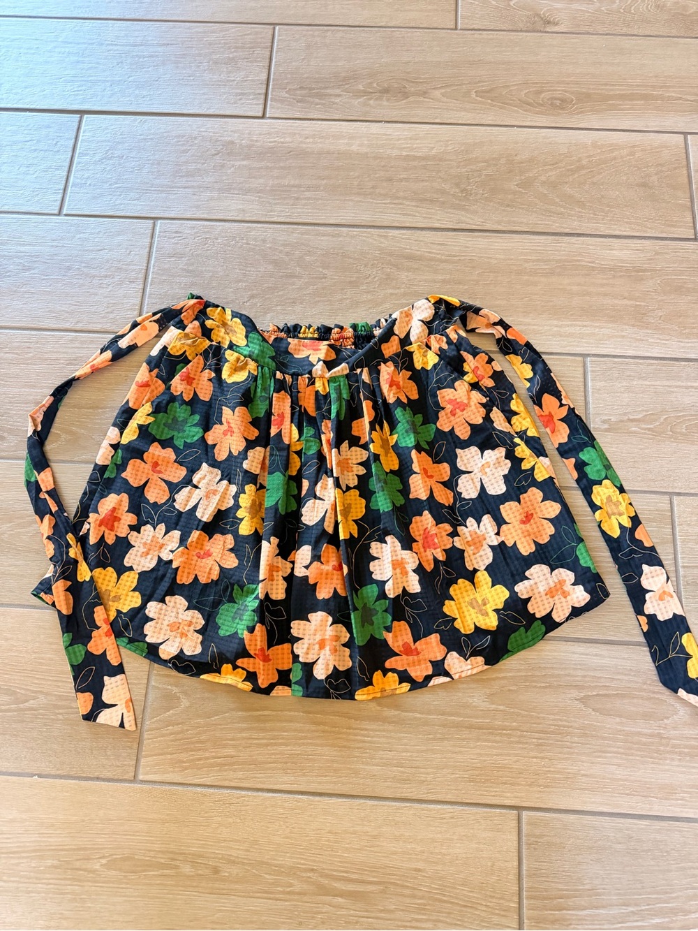 Who What Wear Black Circle Skirt with Orange, Yellow & Green Floral Print - Picture 4 of 4